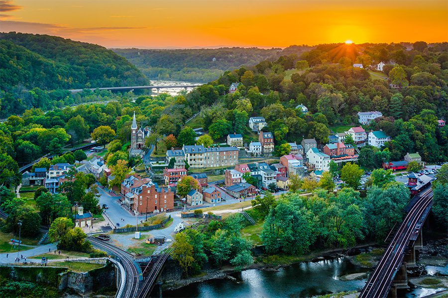 Oak Hill, WV - Sunset View of Small Town in West Virginia